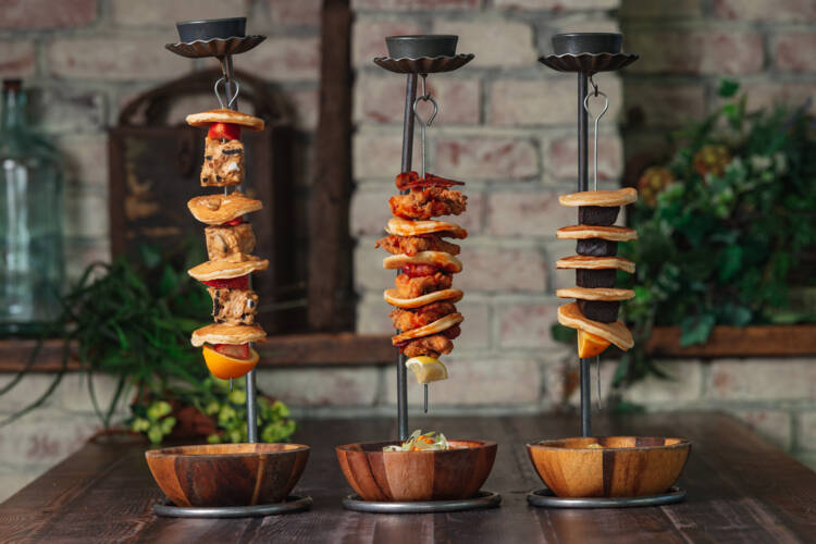 Our famous hanging pancake kebab is back (and it’s available throughout the whole of February)   